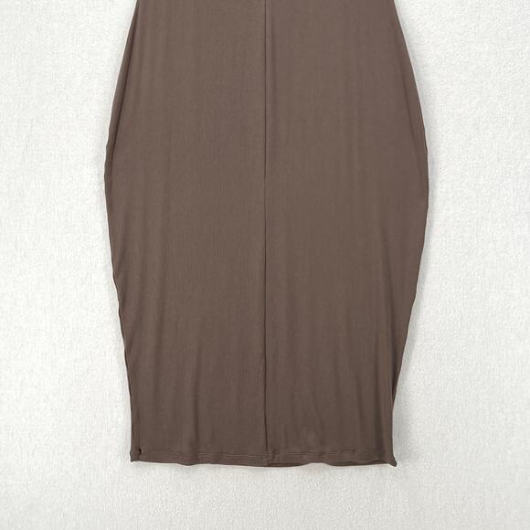 PARADE Perfect Rib Midi Dress Womens M Truffle Brown Spaghetti Strap Scoop Neck - Picture 11 of 16